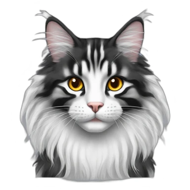 Black and white striped Maine coon with white face and Amber eyes sticker