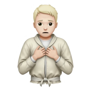 a patient in a psychiatric hospital, in a straitjacket with his hands tied behind his back sticker