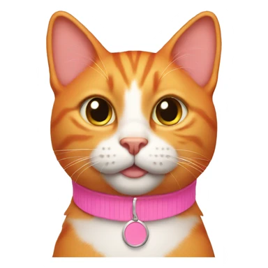All orange cat with pink collar sticker