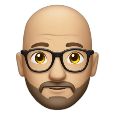 Tattooed bald man with beard and glasses sticker