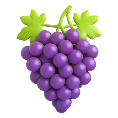 purple shiny grapes on a cluster, 3D emoji style sticker