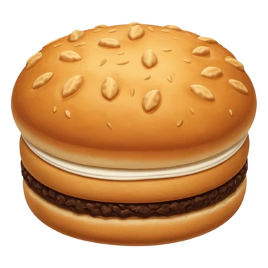 plain round bun with biscuit texture on top, golden brown sticker