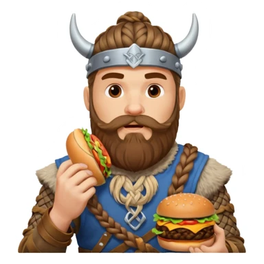 viking eating burger sticker