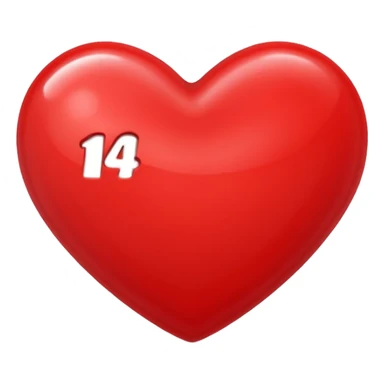 the number "14" in a red heart sticker