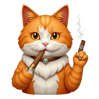 fluffy orange and white cat smoking a cigar sticker