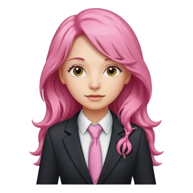 long wavy and pink haired woman with tie and blazer sticker