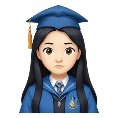 Cho Chang in harry potter, wear hogwarts Ravenclaw uniform, long black hair sticker