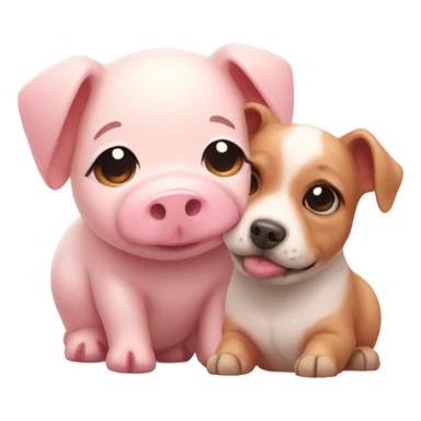 A Cute piggy next to a cute puppy blushing  sticker