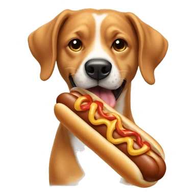 Dog eating a hotdog sticker