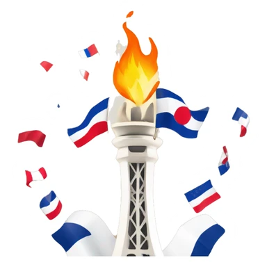 Olympic flame Paris 2024 surrounded by the french flag and Eiffel tower sticker