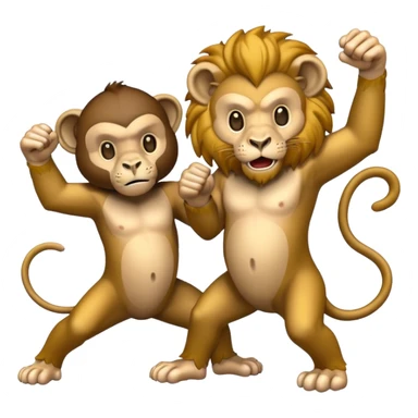 lion fight with a damn monkey sticker