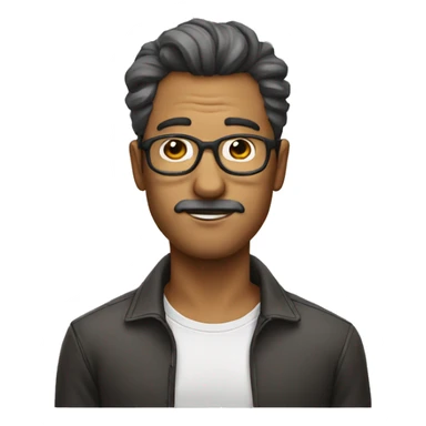 A man with nose specs hair ears and phone sticker