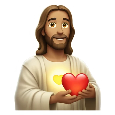 Jesus holding a heart sticker