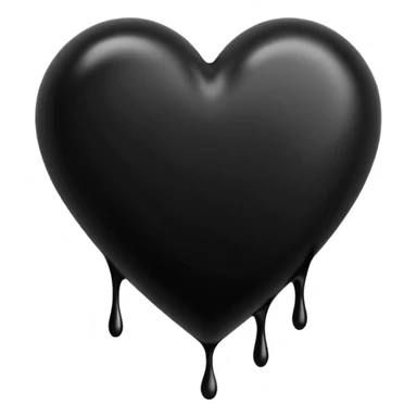 black ink blob heart emoji with ink streaks, isolated on white background, grunge, like pen stroke, flat sticker