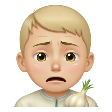 russian boy crying by garlic sticker