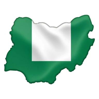 "Nigeria outline filled with the Nigerian flag colors, green-white-green, simple and bold, vector-style, clean and vibrant." sticker