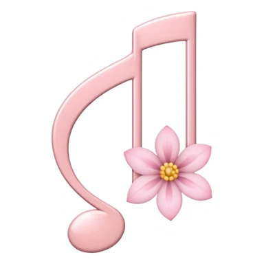 Pale pink music note with pale pink flower sticker