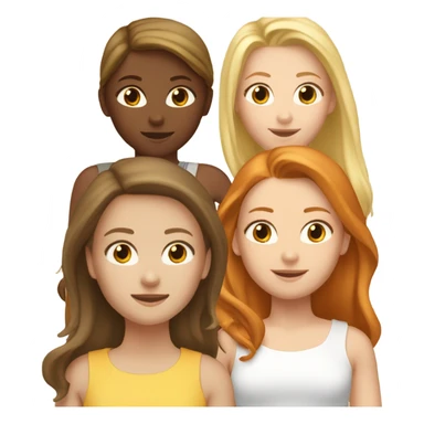 6 girls, 1 brunette, 3 long hair blondes, 1 redhead and 1 short hair blonde all Caucasian  sticker