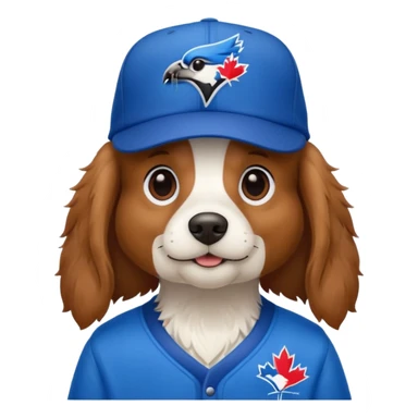 king charles dog with blue jays hat on sticker