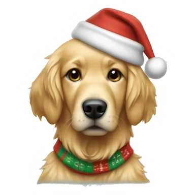 Dog with a sweater and a christmas hat golden retriever  sticker