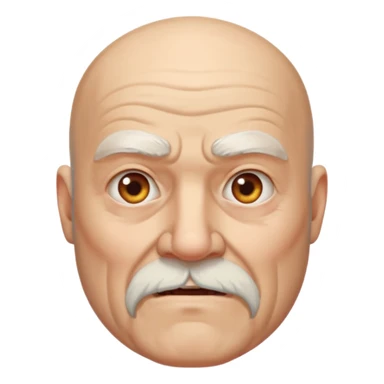 a portrait of aggressive elderly man, bald head, beard sticker
