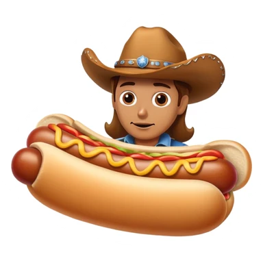 A Hotdog doing a sexy Face in a Cowboy costume sticker