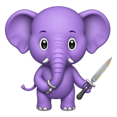 A purple elephant holding a knife ￼ sticker