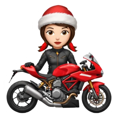 biker girl brune moto christmas ducati sticker