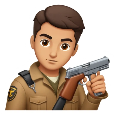 Vito Scaletta holds a gun sticker