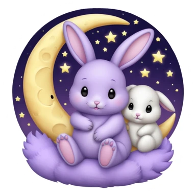 Lavender bunny holding a moon 🌙 🐰 sticker