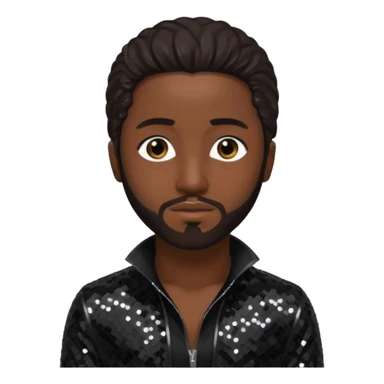 Omarion with long dark brown hair, black sequin outfit sticker
