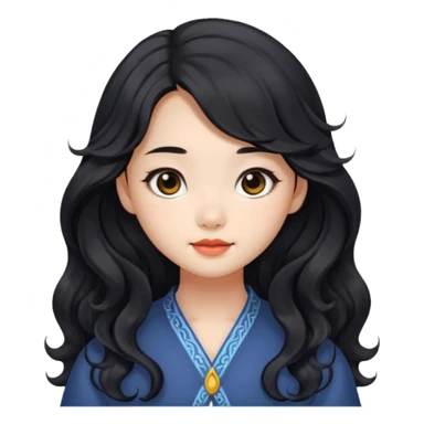 cute Chinese girl with black wavy long hair and black eyes sticker
