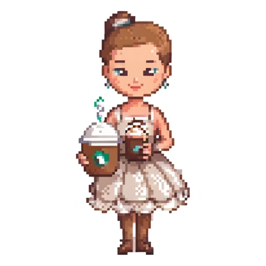 A ballerina holding a cup of cappuccino sticker