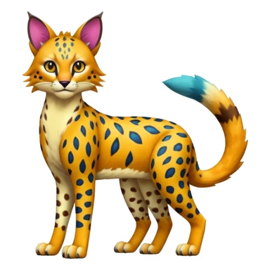 Colorful Bobcat-Cheetah-Caracal-Leopard-Sergal-Serval-Genet-Pokémon-Digimon-Fakémon-fusion-hybrid-creature sticker