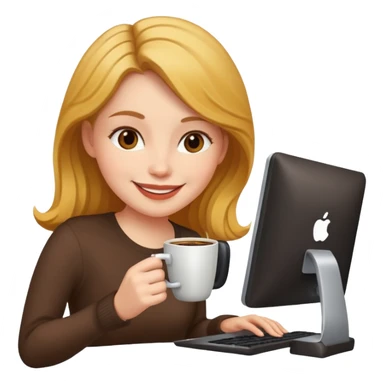 mujer tomando cafe y con un computador  sticker