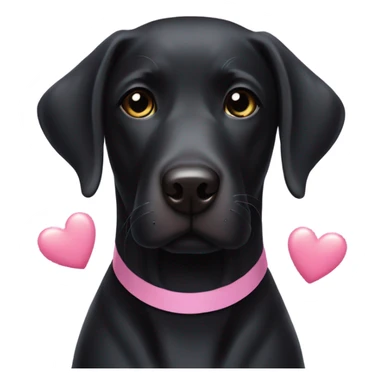 Black Labrador with pink hearts around head sticker