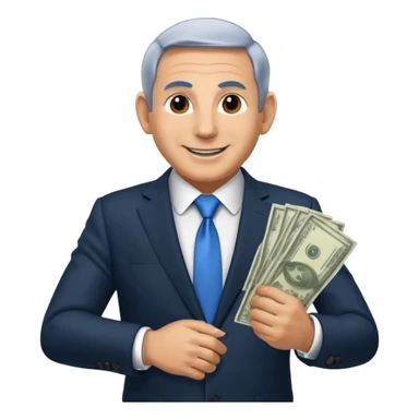 Netanyahu doing a money spread on his arm sticker