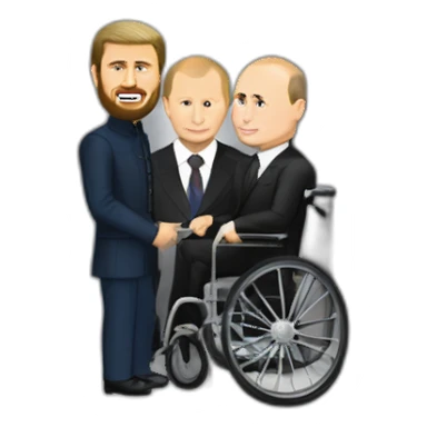 Gay Ramzan Kadyrov and angry vladimir putin in elevator wheelchair sticker