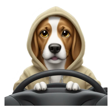 Dog wearing hoodie while driving a Honda  sticker