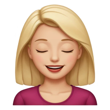 An emoji with lips out and eyes closed like holding ing a laugh sticker