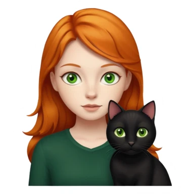ginger girl with green eyes and a black cat sticker