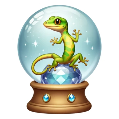 cute gecko on a crystal ball with sparkles sticker