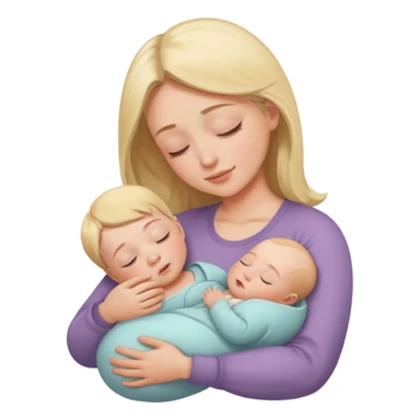 a parent lovingly looking down at a baby sleeping in their arms, soft and calm, both look safe and serene sticker