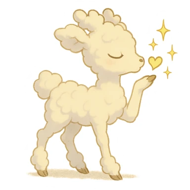vanilla-colored cloud doe blowing a kiss with sparkles, soft and dreamy ghibli style sticker