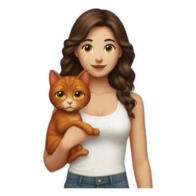 brunette girl with a red cat sticker