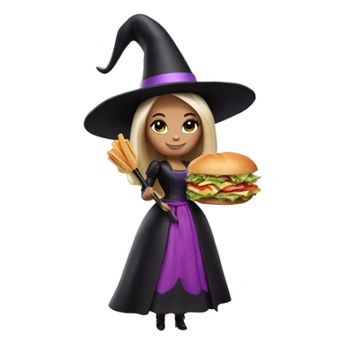Barbie as a witch holding a sandwich and a scepter sticker