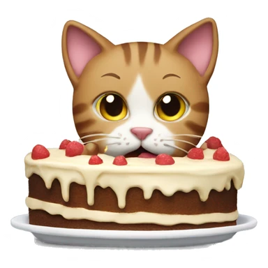 cat sucking cake sticker