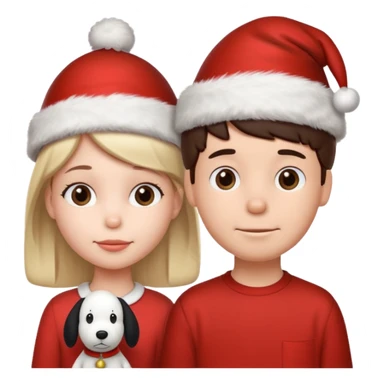 Snoopy wearing and Christmas hat human girl and boy sticker