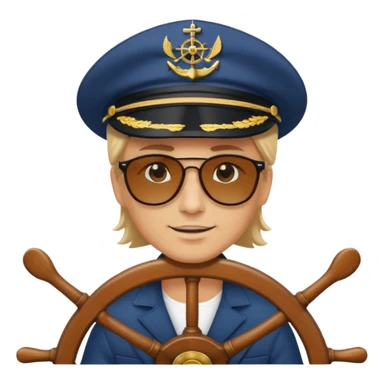 person at sailing boat wheel, sticker