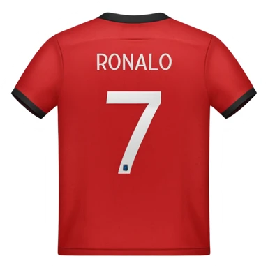 red football shirt with Ronaldo 7 on the back sticker